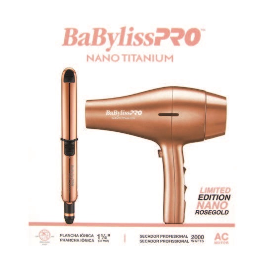 BaBylissPRO® COMBO BLOWER  2000 FLAT OPTIMA 1 1/4 Nano Titanium™ ROSE