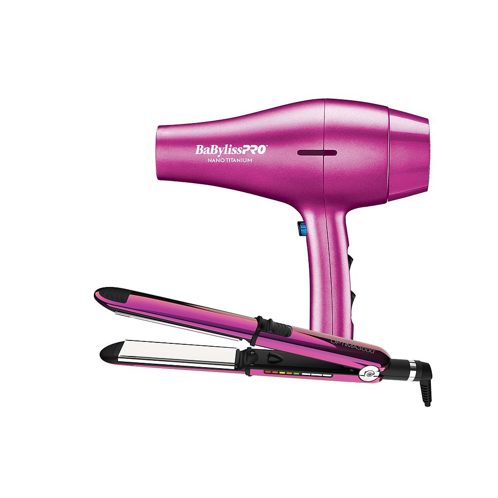 BaBylissPRO® COMBO BLOWER  2000 FLAT OPTIMA 1 1/4 Nano Titanium™ PINK