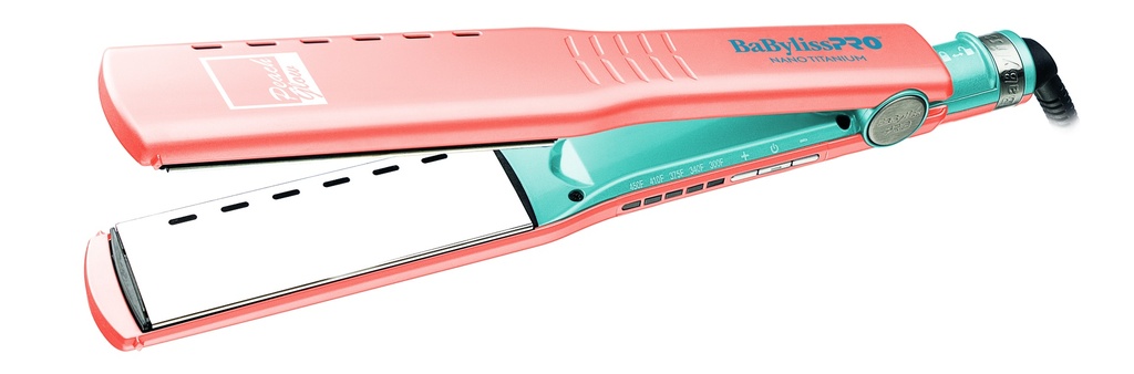 BaBylissPRO® PLANCHA PEACH GLOW VENTED 1 ½ Nano Titanium™ (MELOCOTON Y AZUL)