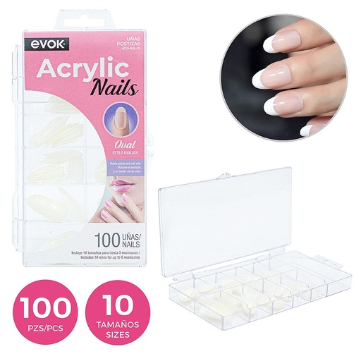 [A019-MJE-OS] UÑAS POSTIZAS OVALADAS 100PZA CAJA DE 144 UNIDS