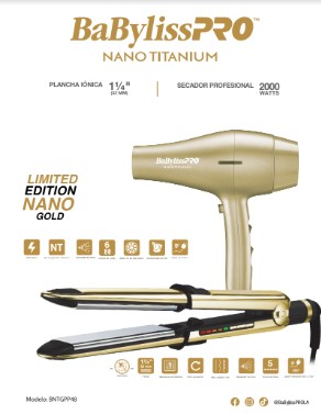 [BNTGPP48UX] BaBylissPRO® COMBO BLOWER 2000 + FLAT OPTIMA 1 1/4 GOLD